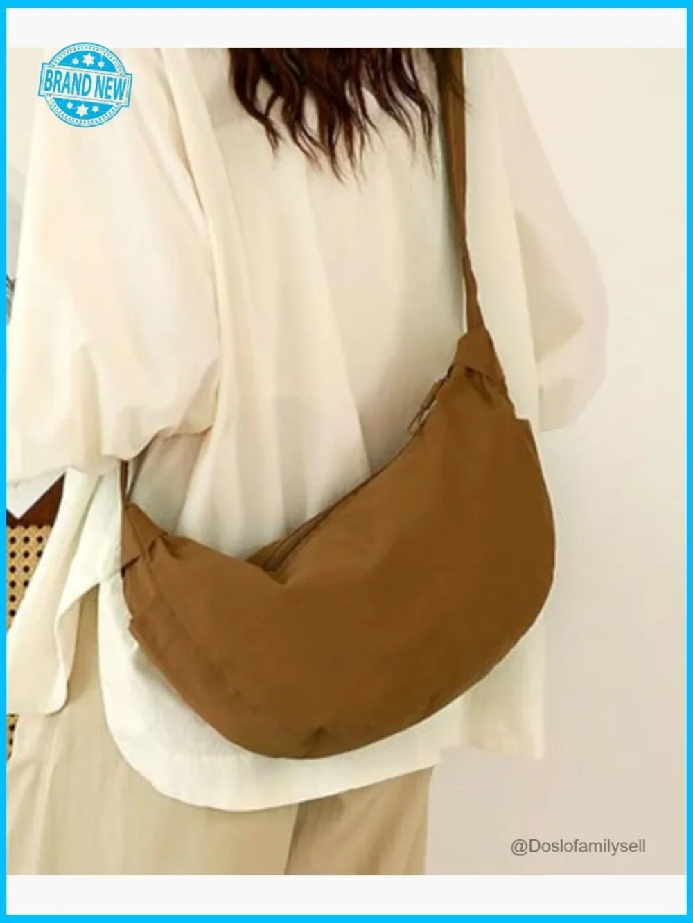Lightweight Nylon Crescent Bag Large Shoulder Crossbody Waterproof Dumpling
